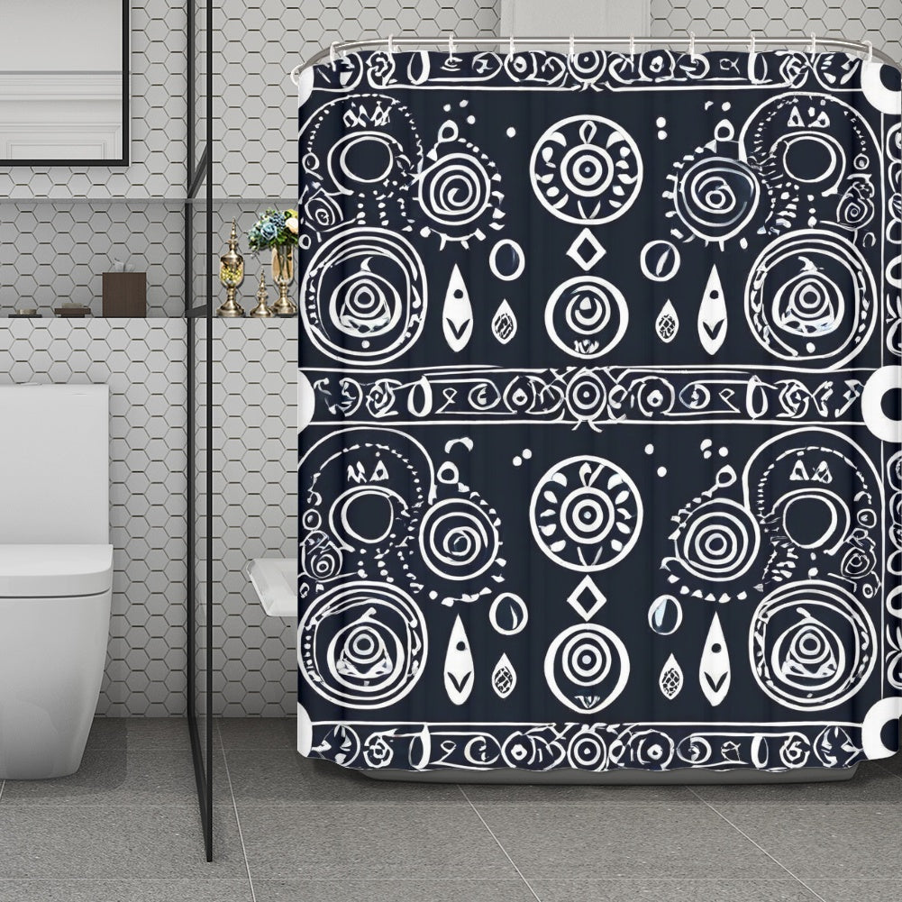 Elegant Adinkra-Inspired Fabric Collection - Shower Curtain(180*180cm) - #2013