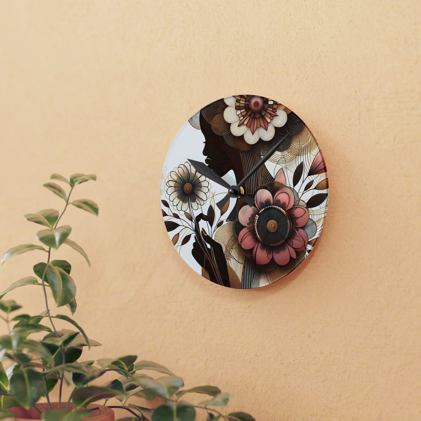 Acrylic Wall Clock - Floral Whispers - #2016