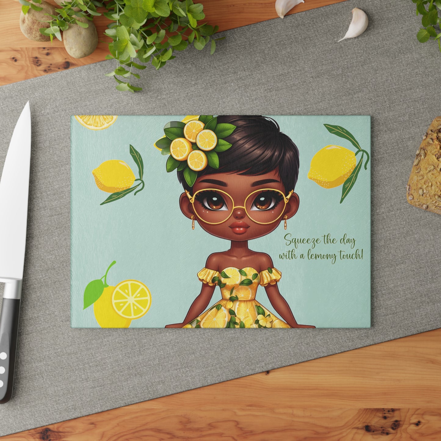 Velvet's View: The Lemon Delight Collection – Glass Cutting Board #2011