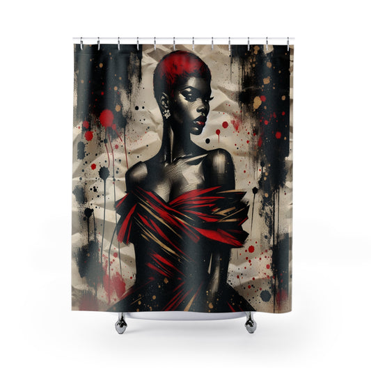 Bold Expressions: A Red and Black Journey Shower Curtain - #2013