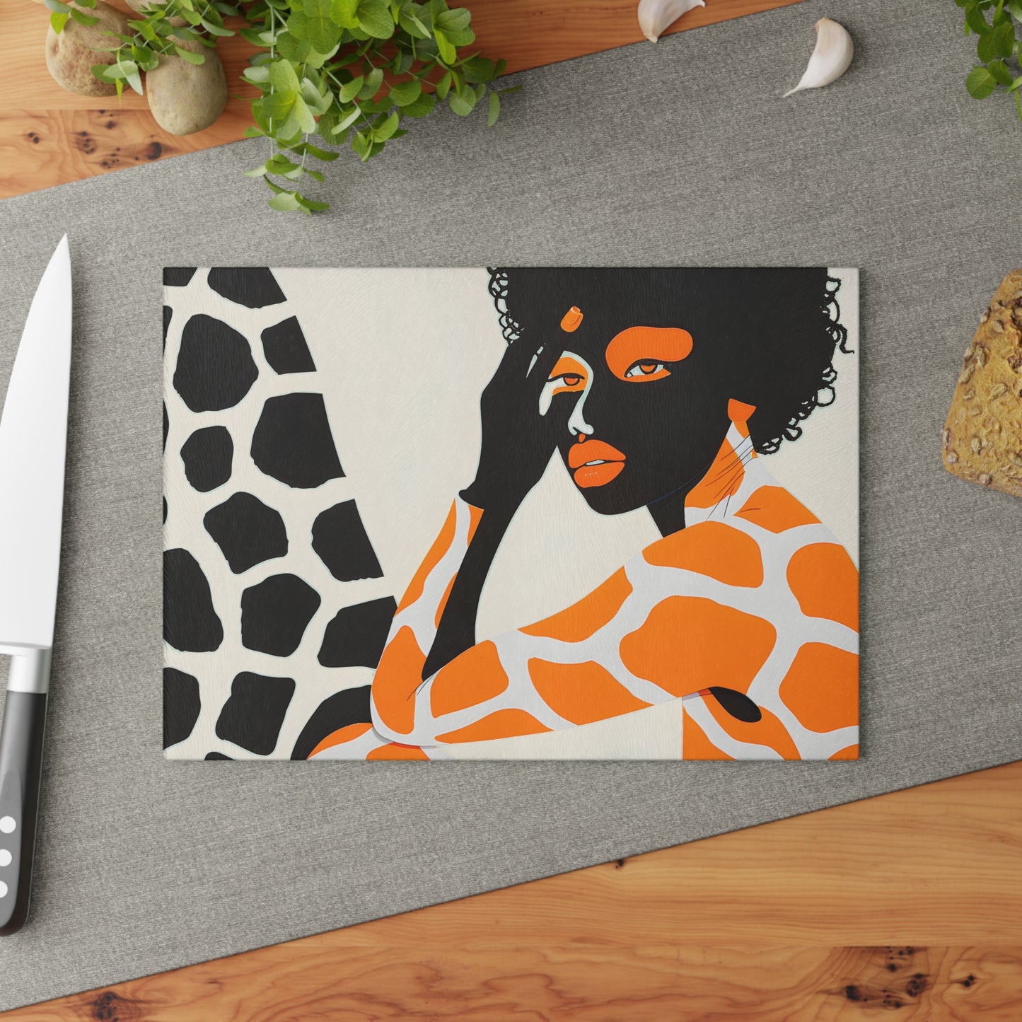 Giraffe Essence: A Fusion of Nature and Elegance Collection - Glass Cutting Board - #2013