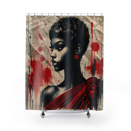 Bold Expressions: A Red and Black Journey Shower Curtain - #2012