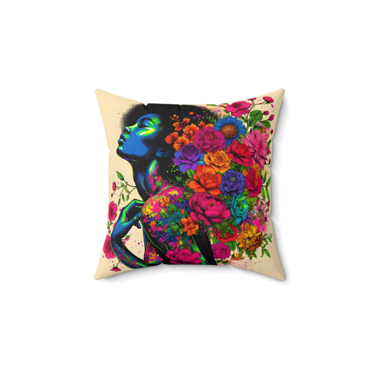 Spun Polyester Square Pillow - Floral Fusion - #2013