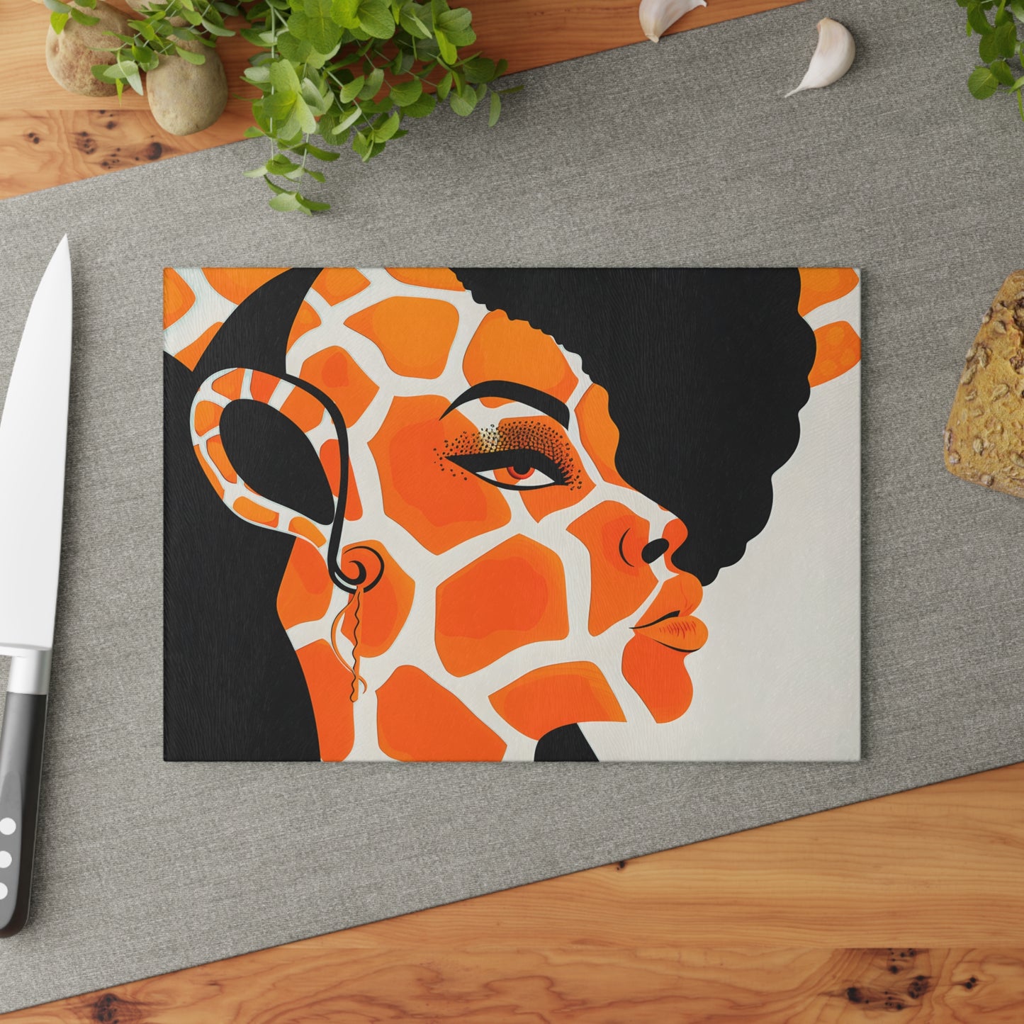 Giraffe Essence: A Fusion of Nature and Elegance Collection - Glass Cutting Board - #2016