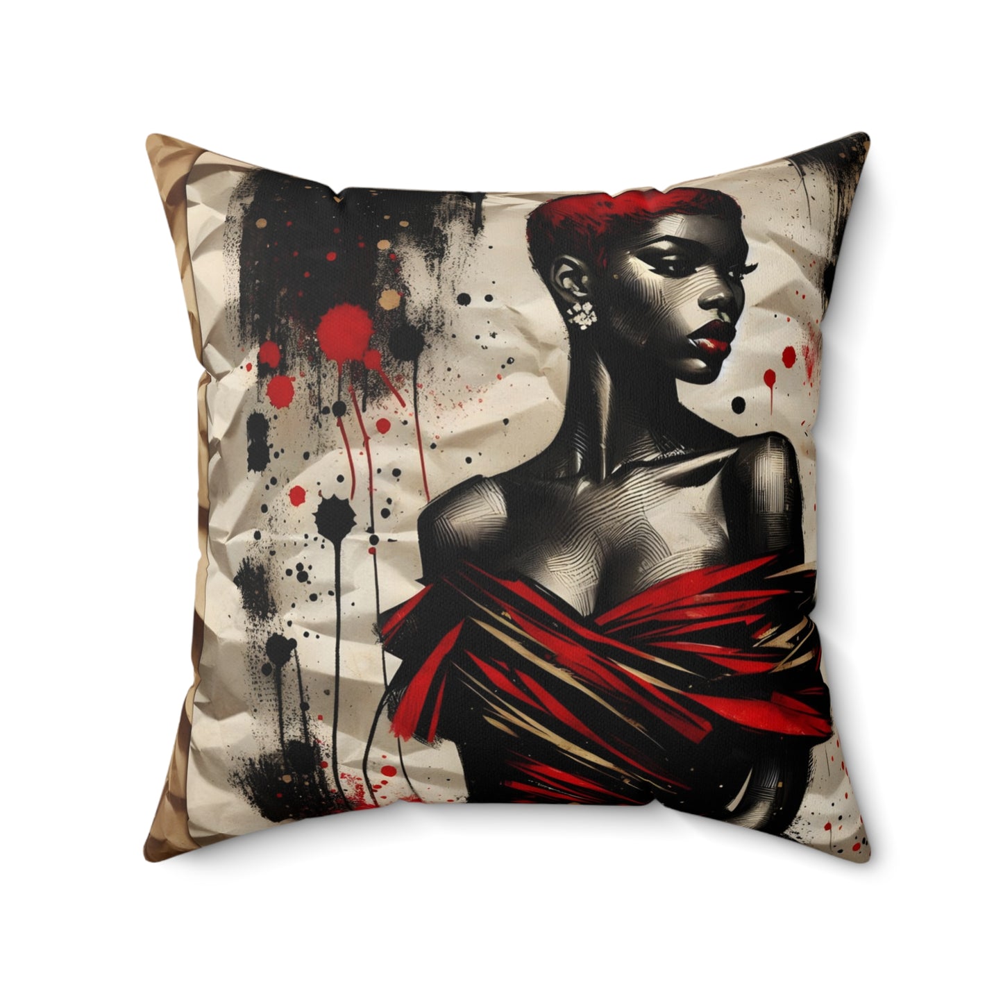 Bold Expressions: A Red and Black JourneyCollection - Spun Polyester Square Pillow - #2013