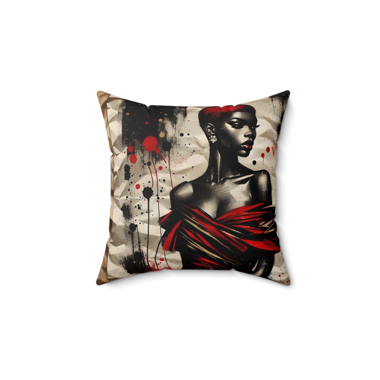 Bold Expressions: A Red and Black JourneyCollection - Spun Polyester Square Pillow - #2013