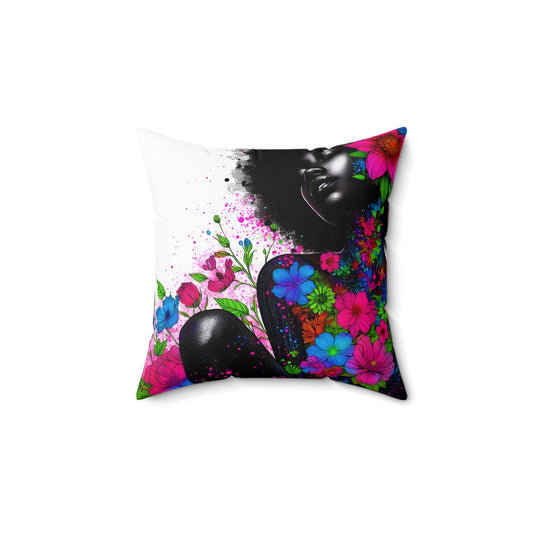 Spun Polyester Square Pillow - Floral Fusion - #2014