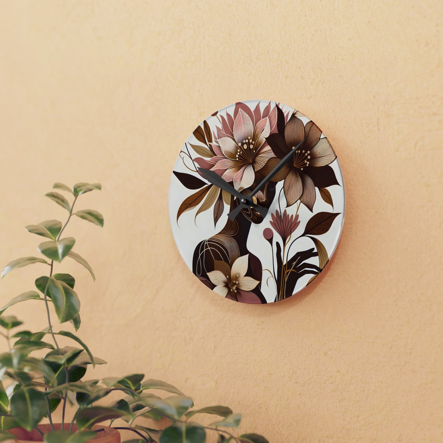 Acrylic Wall Clock - Floral Whispers - #2015