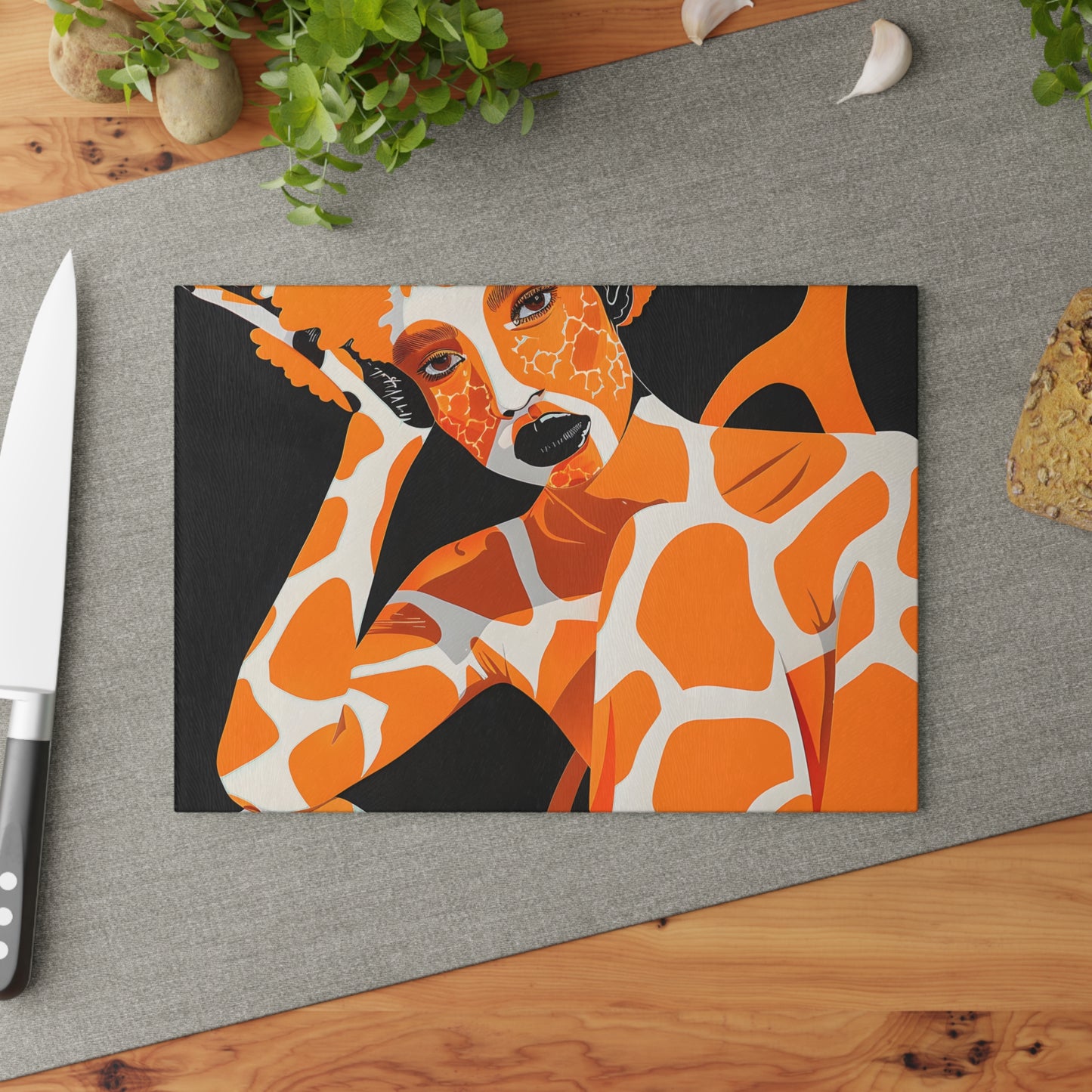 Giraffe Essence: A Fusion of Nature and Elegance Collection - Glass Cutting Board - #2014