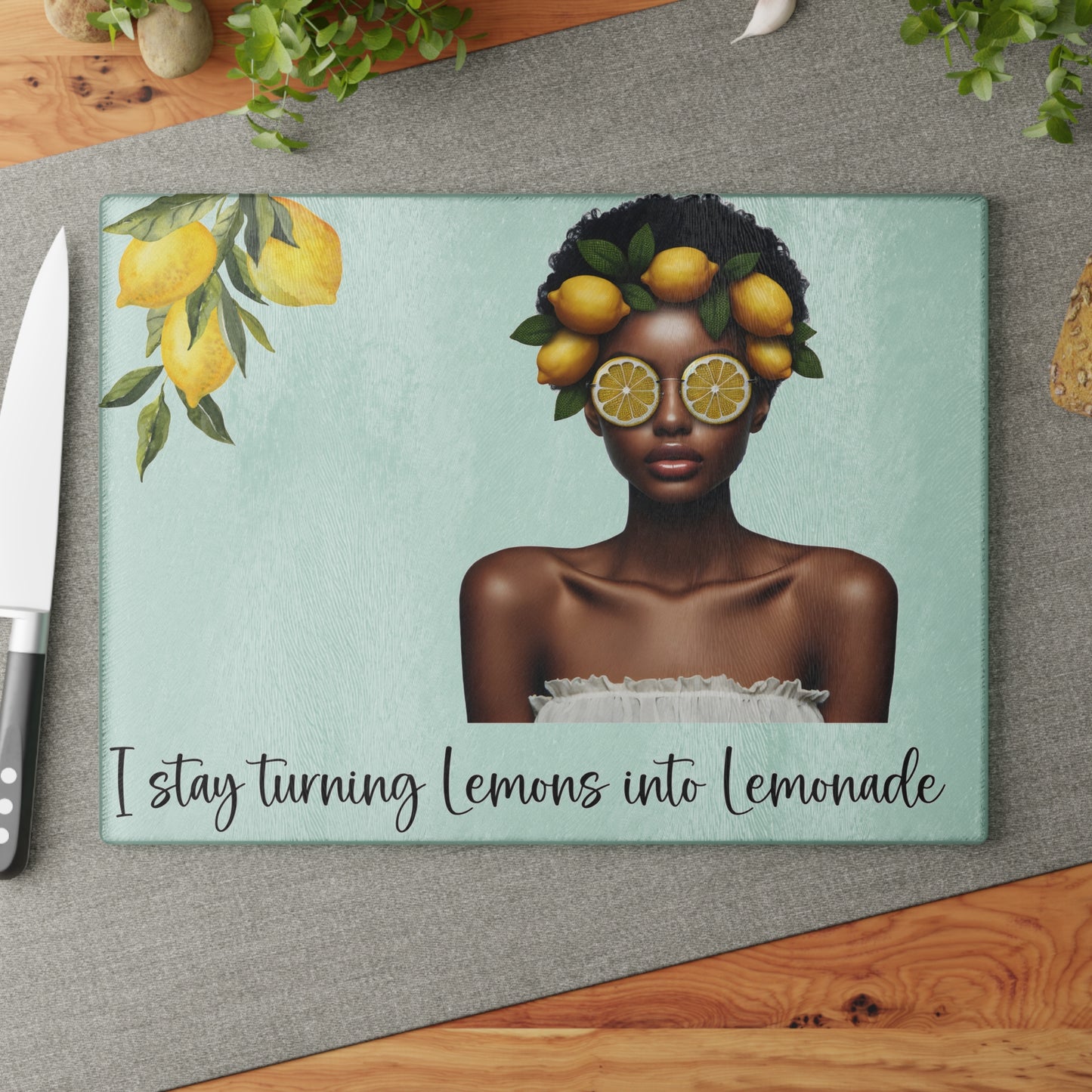 Velvet's View: The Lemon Delight Collection – Glass Cutting Board #2015