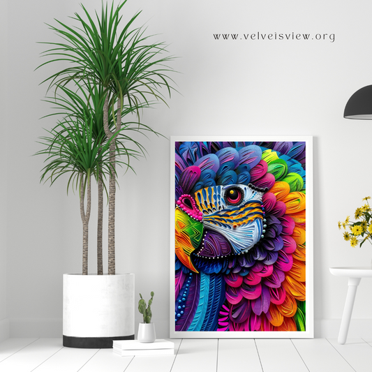 Digital Art - Vibrant Parrot Paradise: Neon Feathered Beauties - #2013