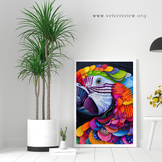 Digital Art - Vibrant Parrot Paradise: Neon Feathered Beauties - #2014