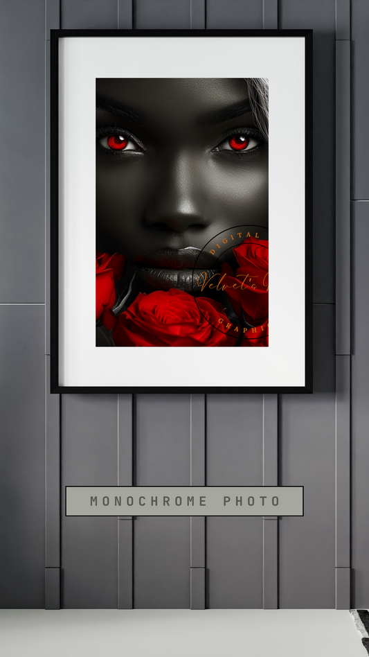 Digital Art  - Crimson Mystique: A Monochromatic Romance - #2013