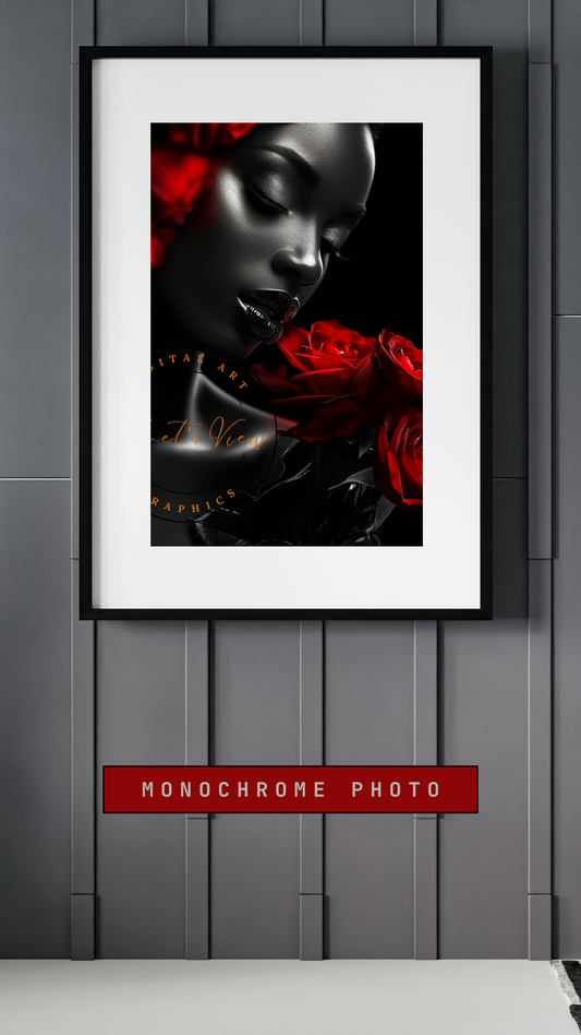 Digital Art  - Crimson Mystique: A Monochromatic Romance - #2014