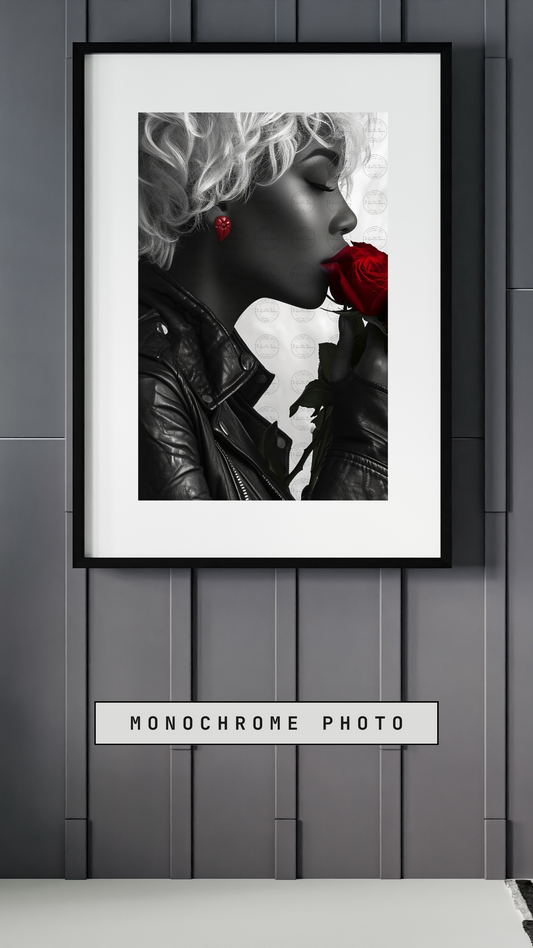 Digital Art  - Crimson Mystique: A Monochromatic Romance - #2015