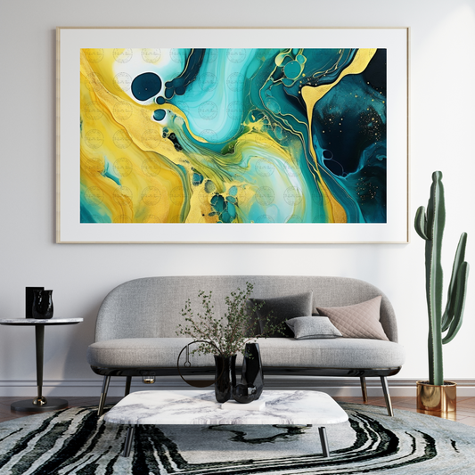 Digital Art - Abstract Print - Aqueous Aurum - #2011