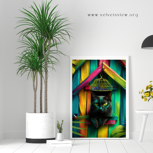 Digital Art - Whimsical Jungle Retreat: Enchanted Cat Abode - 2011