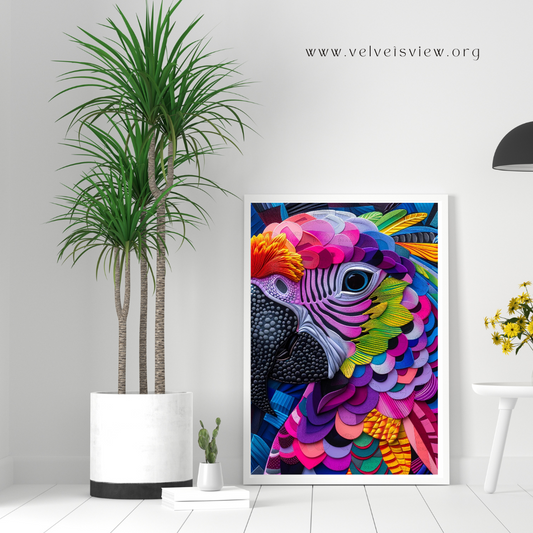 Digital Art - Vibrant Parrot Paradise: Neon Feathered Beauties - #2012