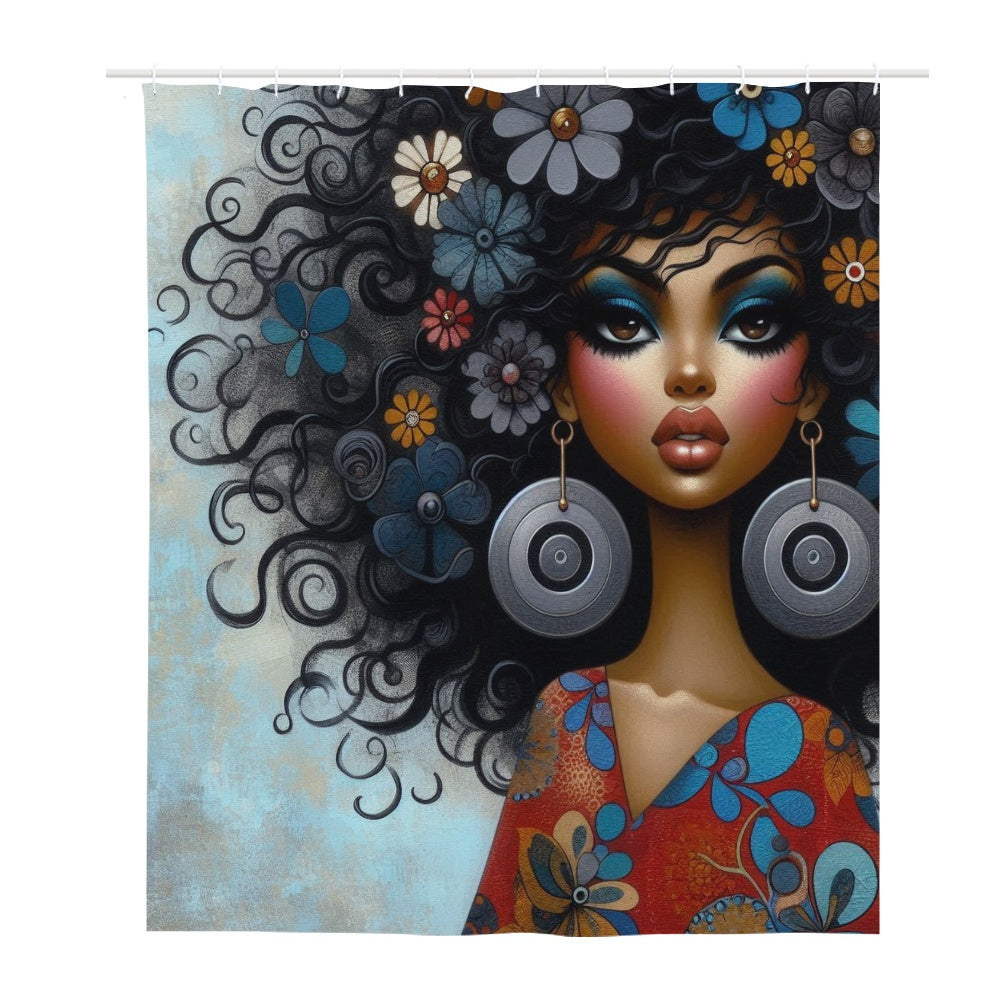 Bold & Beautiful: Afrocentric Digital Art Collection  - Shower Curtain(180*180cm) - #2013