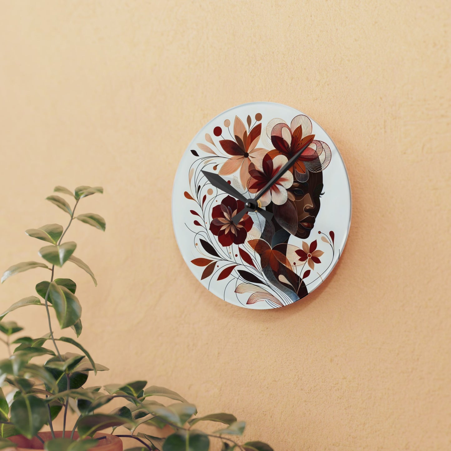 Acrylic Wall Clock - Floral Whispers - #2012