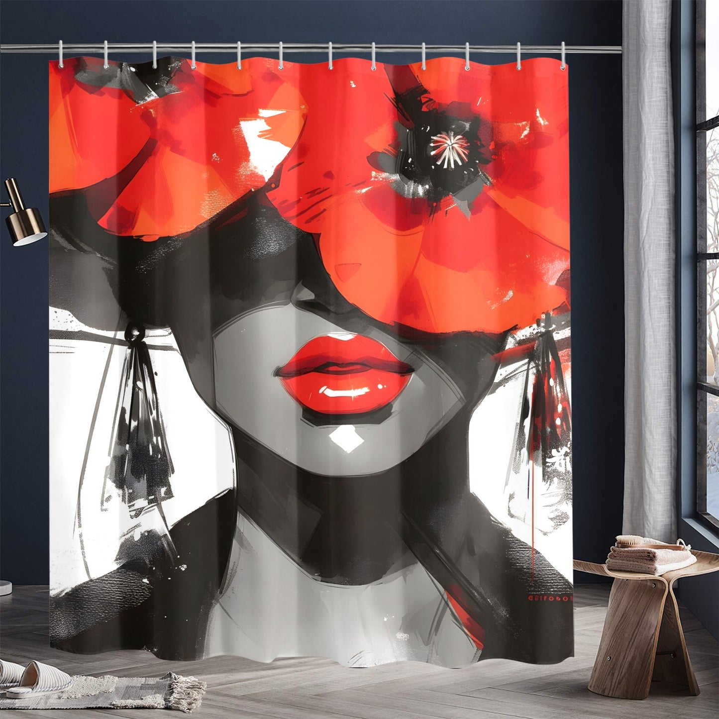 Bold Elegance: The Poppy Collection - Shower Curtain 72"x84" - #2012