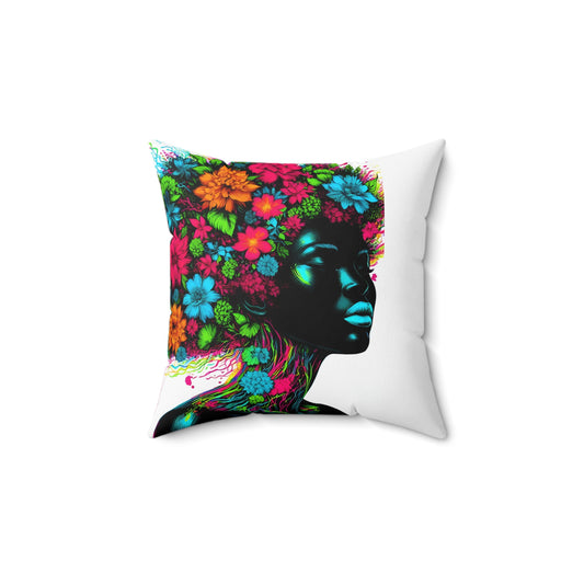 Spun Polyester Square Pillow - Floral Fusion - #2012