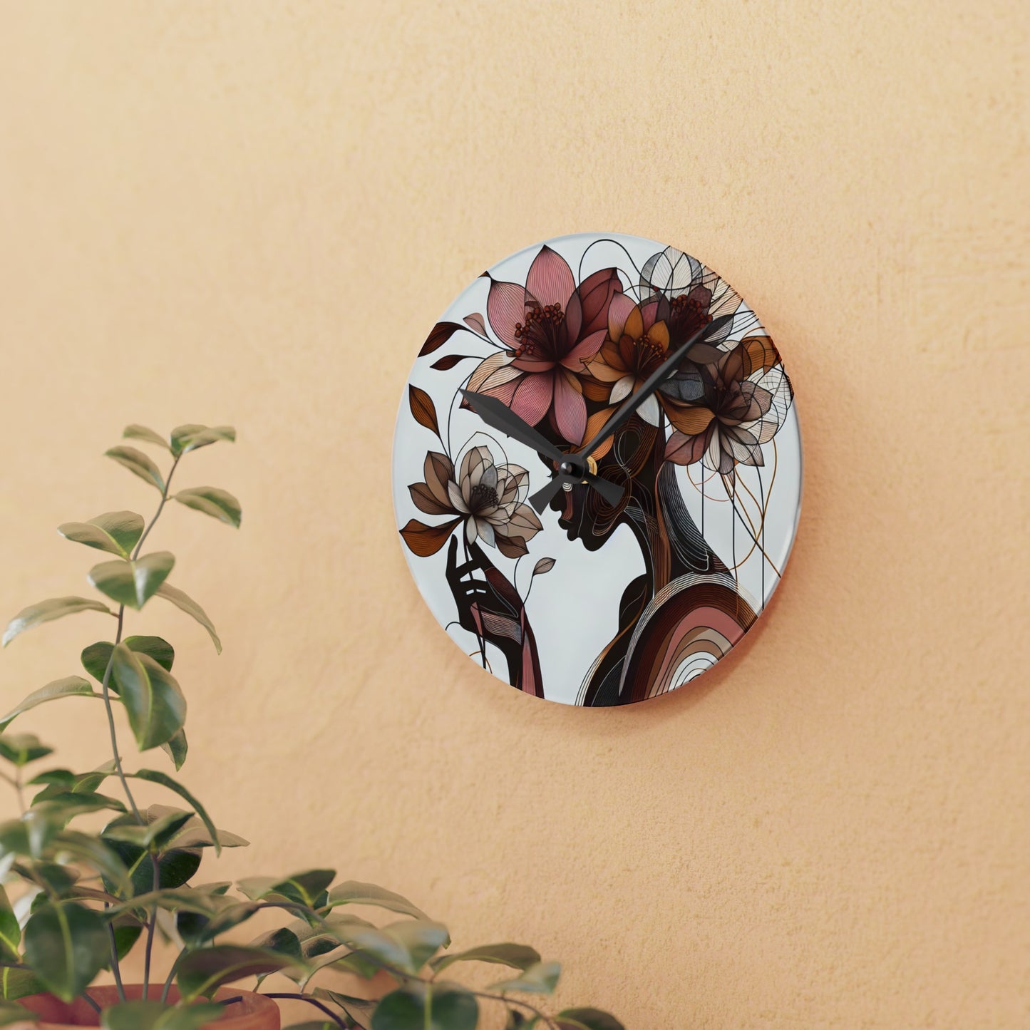 Acrylic Wall Clock - Floral Whispers - #2014