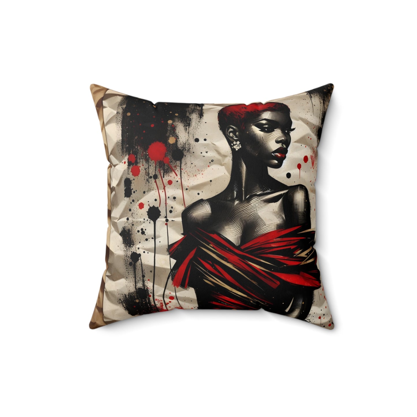 Bold Expressions: A Red and Black JourneyCollection - Spun Polyester Square Pillow - #2013