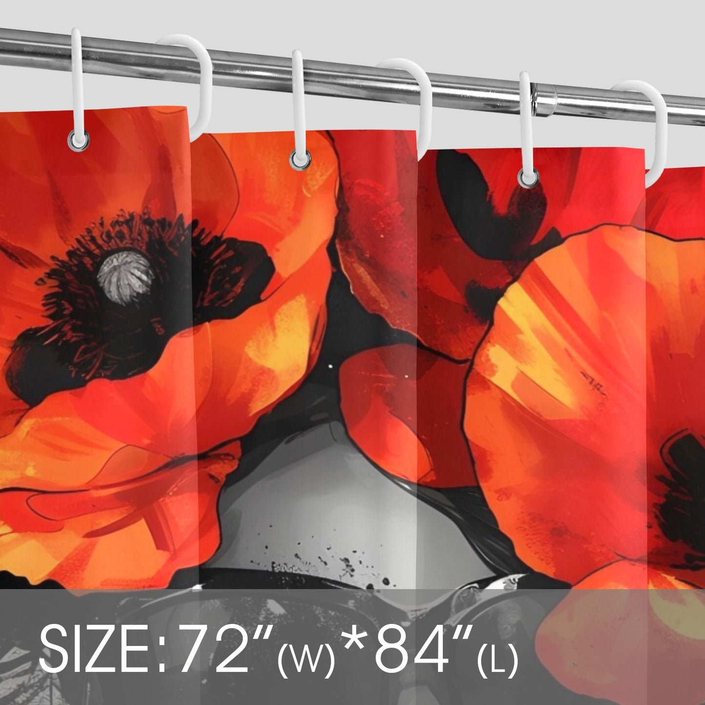 Bold Elegance: The Poppy Collection - Shower Curtain 72"x84" - #2018