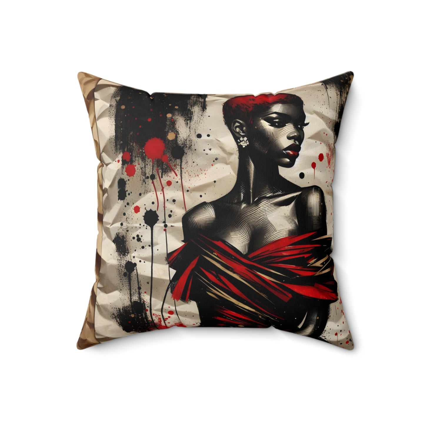 Bold Expressions: A Red and Black JourneyCollection - Spun Polyester Square Pillow - #2013