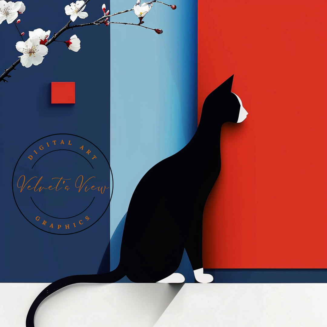 Digital Art - Feline Elegance: Minimalist Cat Art Collection- #2011