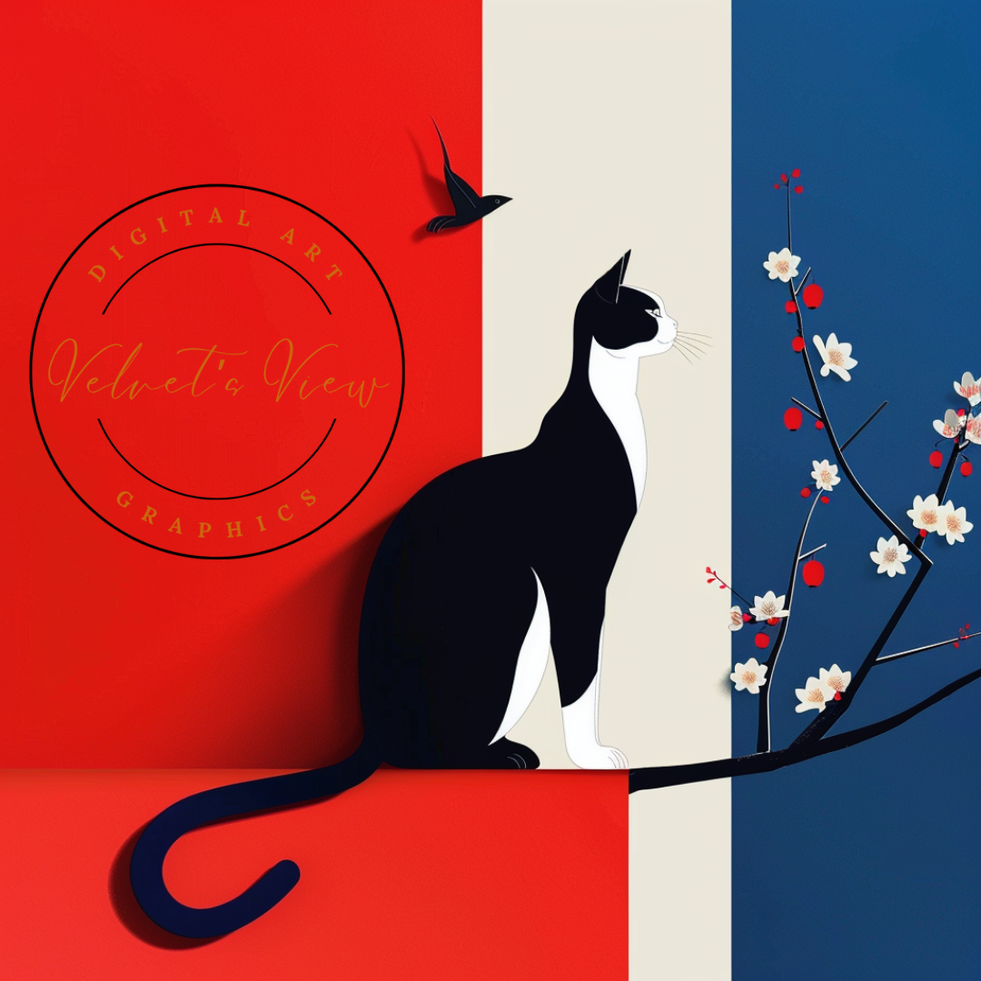 Digital Art - Feline Elegance: Minimalist Cat Art Collection- #2013