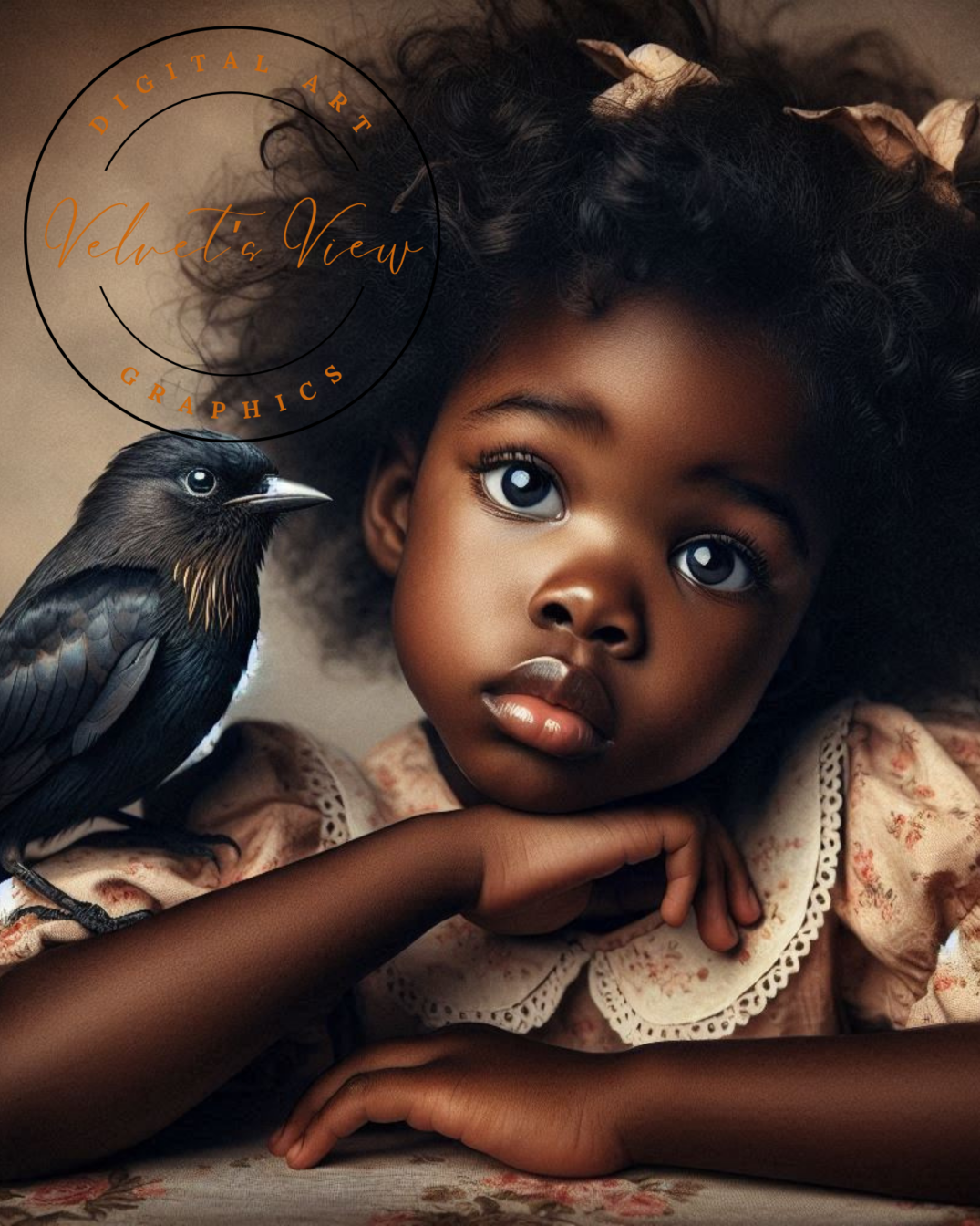 Digital Art - Velvet's View: A Little Girl and Her Bird - #2015