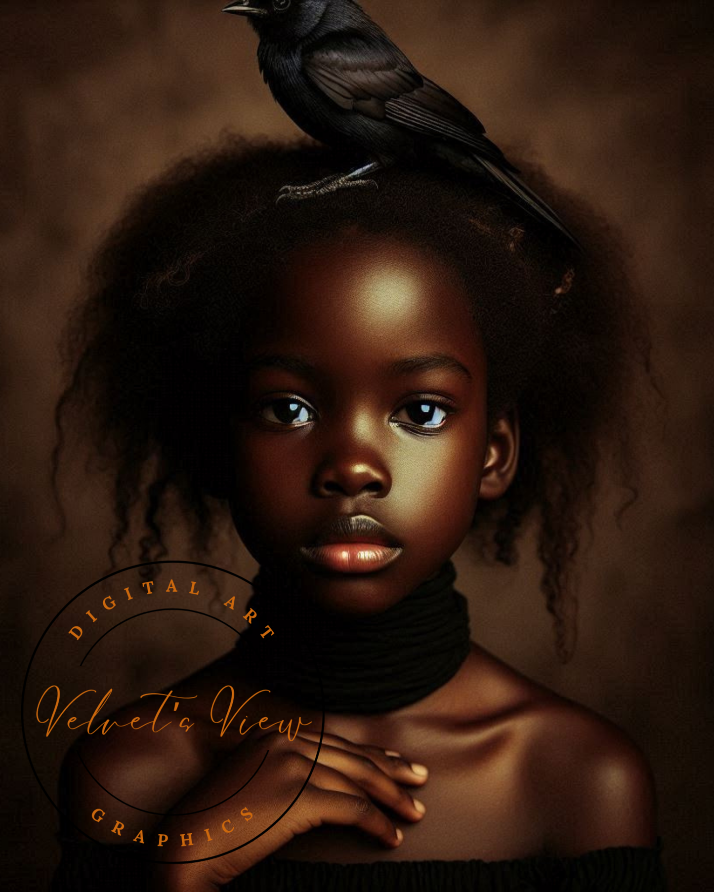 Digital Art - Velvet's View: A Little Girl and Her Bird - #2011