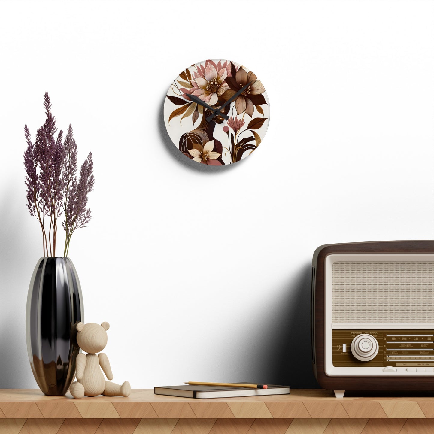 Acrylic Wall Clock - Floral Whispers - #2015