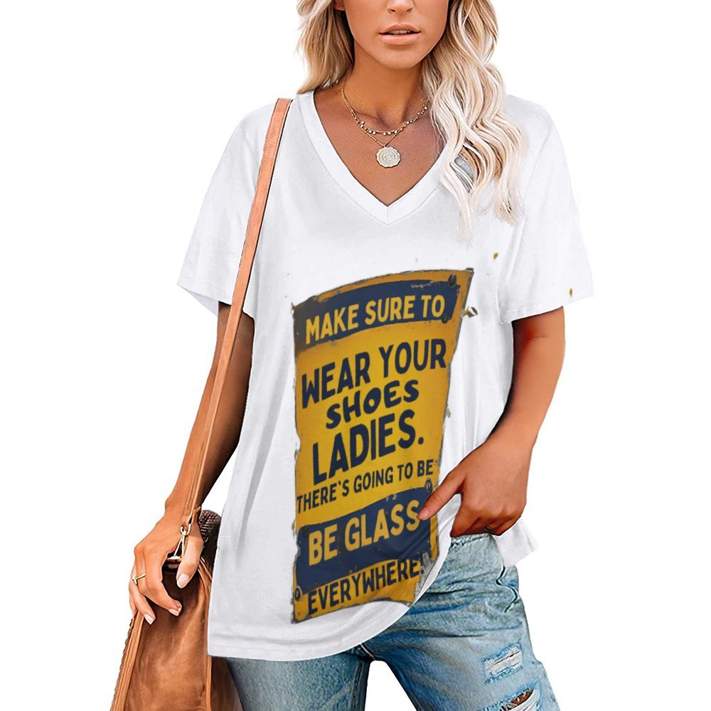 See You in November Roevember Collection - Short-Sleeve V-Neck T-Shirt V Neck Short-sleeve Women Shirt Printed - #2024