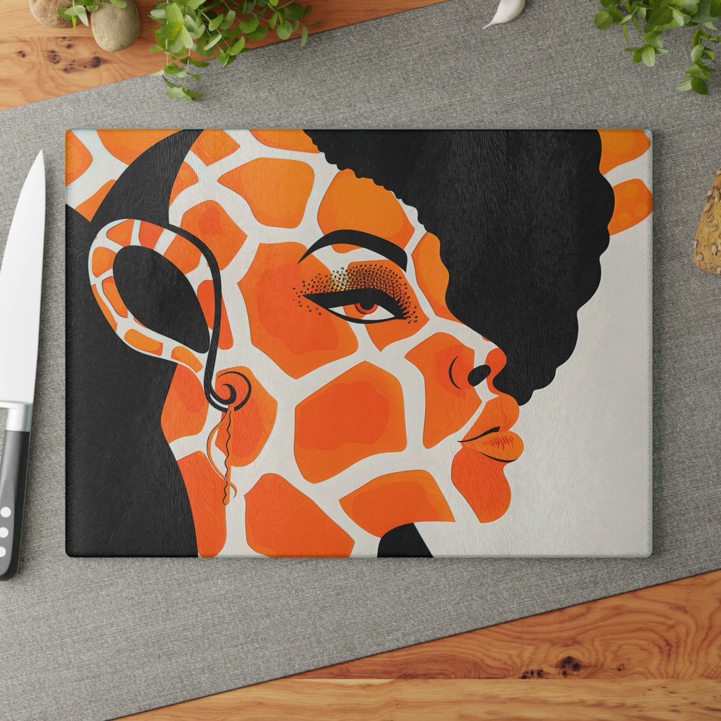 Giraffe Essence: A Fusion of Nature and Elegance Collection - Glass Cutting Board - #2016