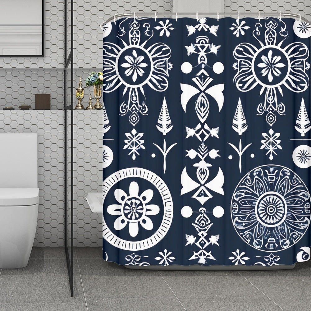 Elegant Adinkra-Inspired Fabric Collection - Shower Curtain(180*180cm) - #2014