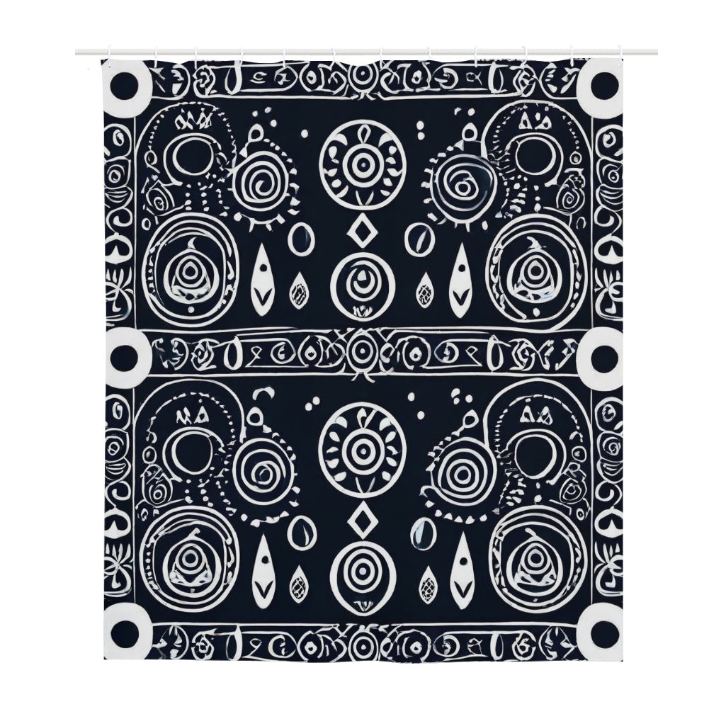 Elegant Adinkra-Inspired Fabric Collection - Shower Curtain(180*180cm) - #2013