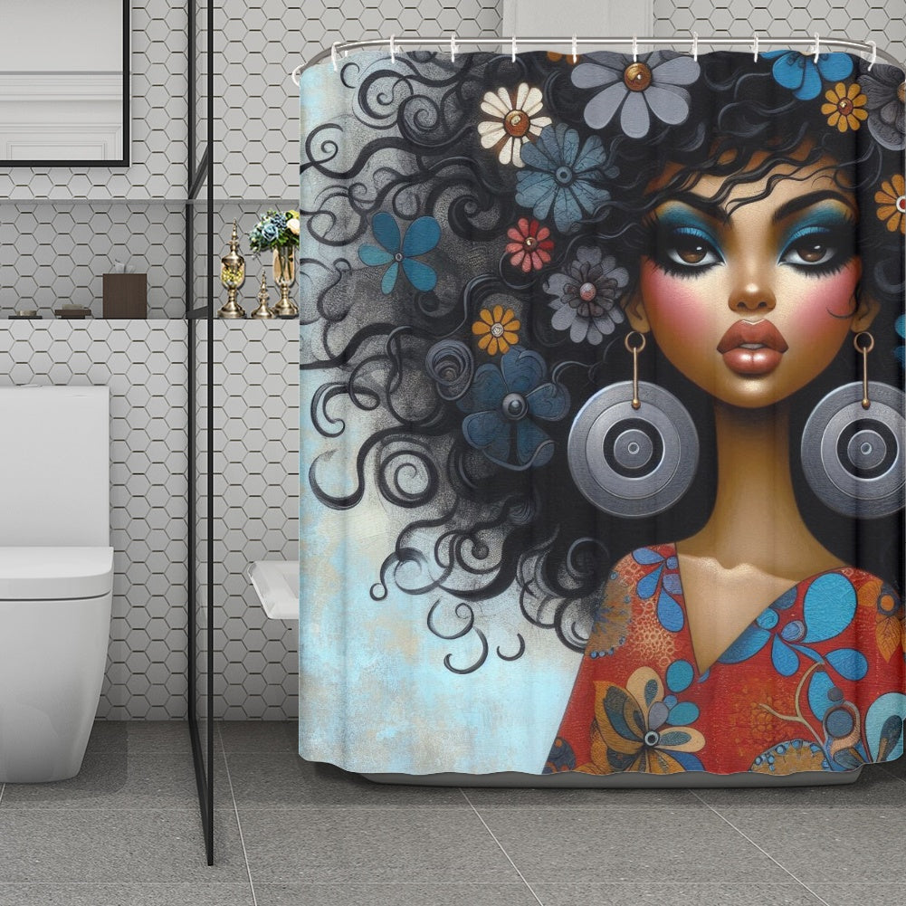 Bold & Beautiful: Afrocentric Digital Art Collection  - Shower Curtain(180*180cm) - #2013