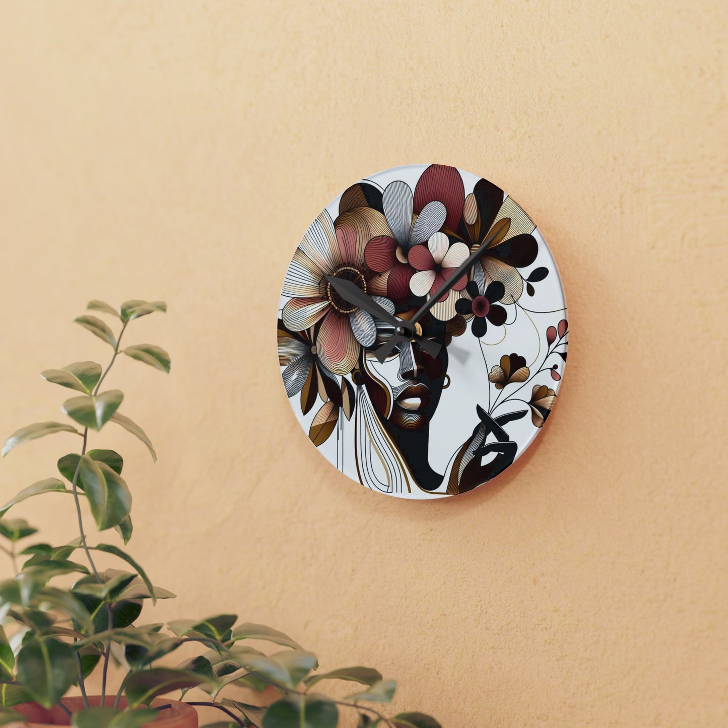 Acrylic Wall Clock - Floral Whispers - #2011