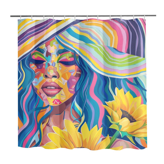 Sunflower Dreams: A Vibrant Digital Art Collection - Shower Curtain 72" x 72" - #2015