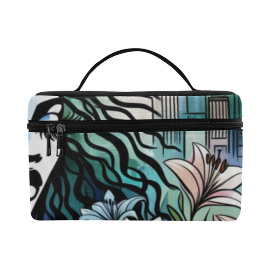 Urban Blossoms: Vibrant Cityscapes and Floral Dreams Collection - Cosmetic Bag/Large (Model 1658) - #2012