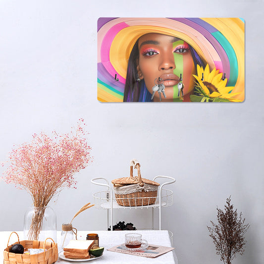 Sunflower Dreams: A Vibrant Digital Art Collection - Wall Mounted Decor Key Holder - #2014