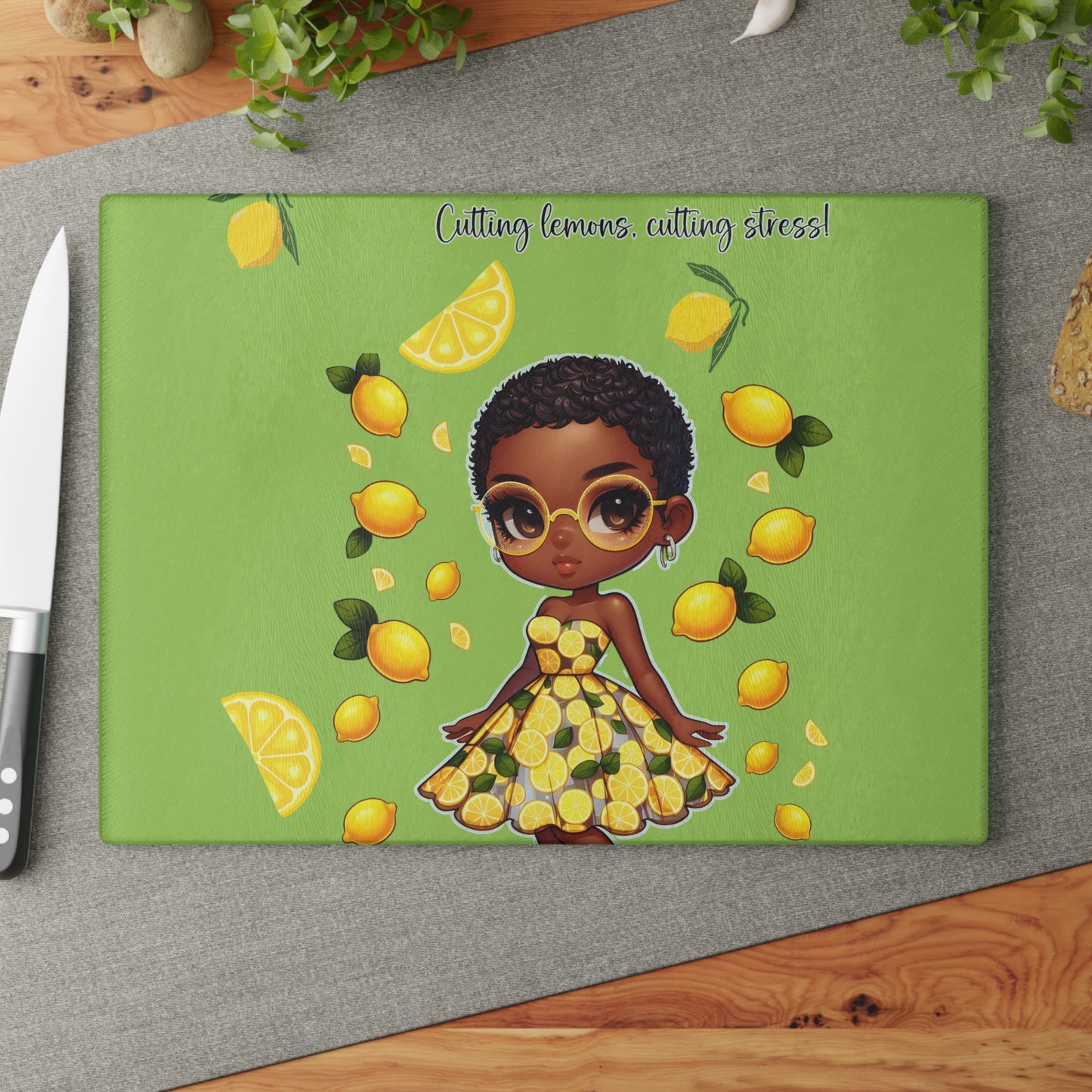 Velvet's View: The Lemon Delight Collection – Glass Cutting Board #2014