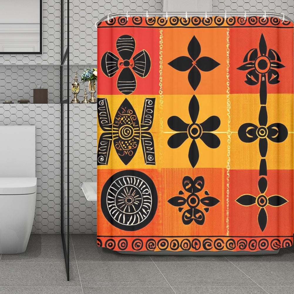 Elegant Adinkra-Inspired Fabric Collection - Shower Curtain(180*180cm) - #2012