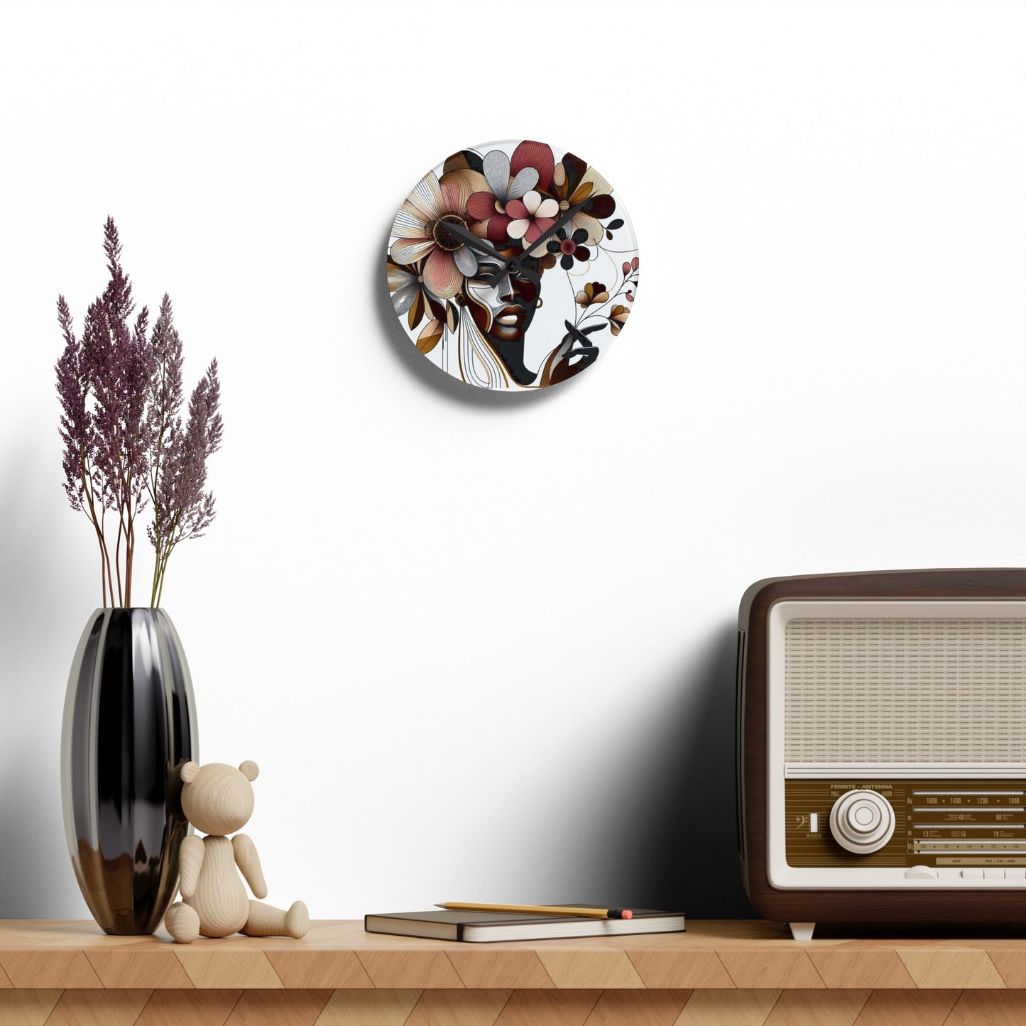 Acrylic Wall Clock - Floral Whispers - #2011