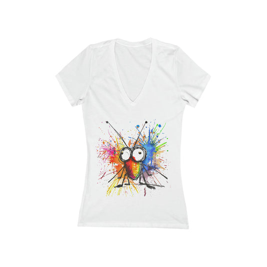 Funny Art Women's Jersey Short Sleeve Deep V-Neck Tee - #2011