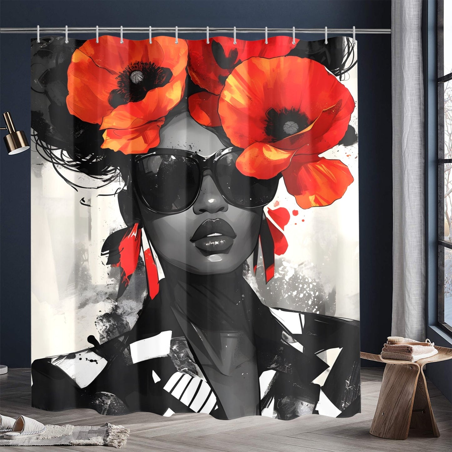 Bold Elegance: The Poppy Collection - Shower Curtain 72"x84" - #2018