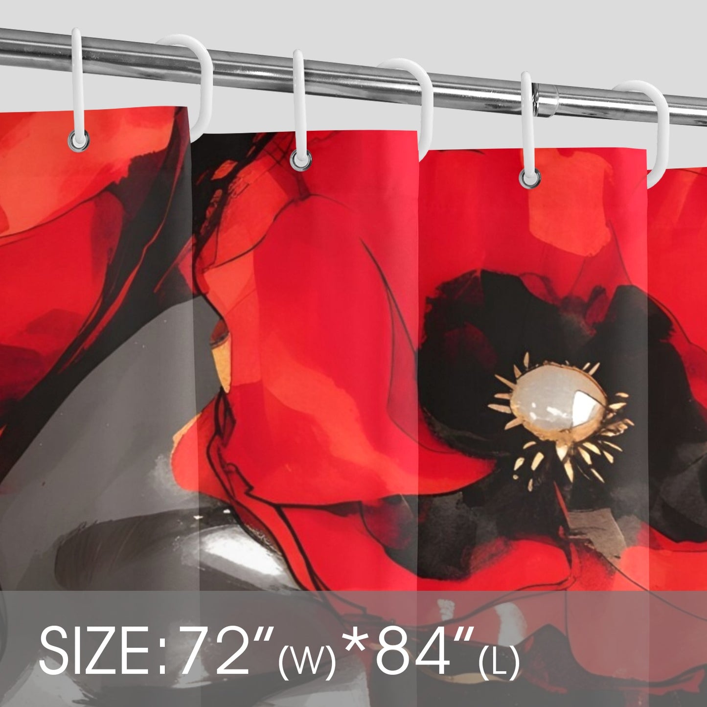 Bold Elegance: The Poppy Collection - Shower Curtain 72"x84" - #2017